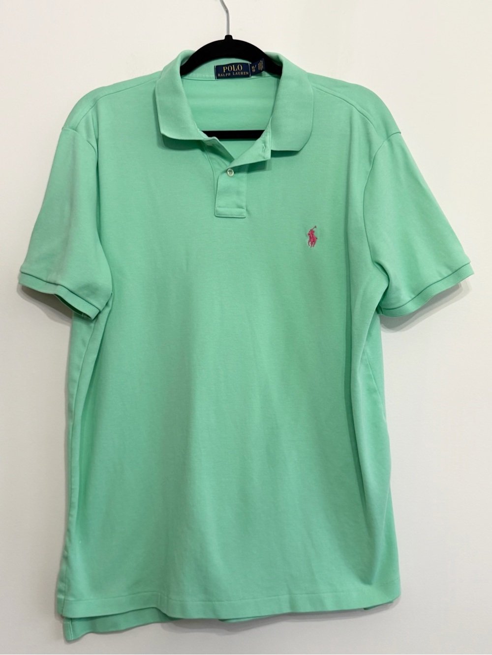 Polo by Ralph Lauren Mint Green Classic Polo Pink Pony Shirt XL